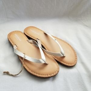 Steve Madden Cool Planet Womens white croco Thong  Flip-Flops Size 8.5